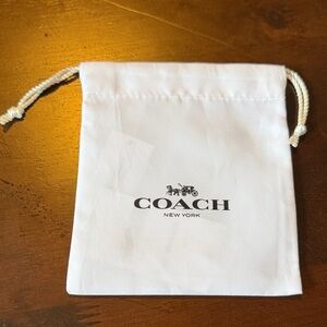 Coach White and Black Logo Drawstring Pouch
